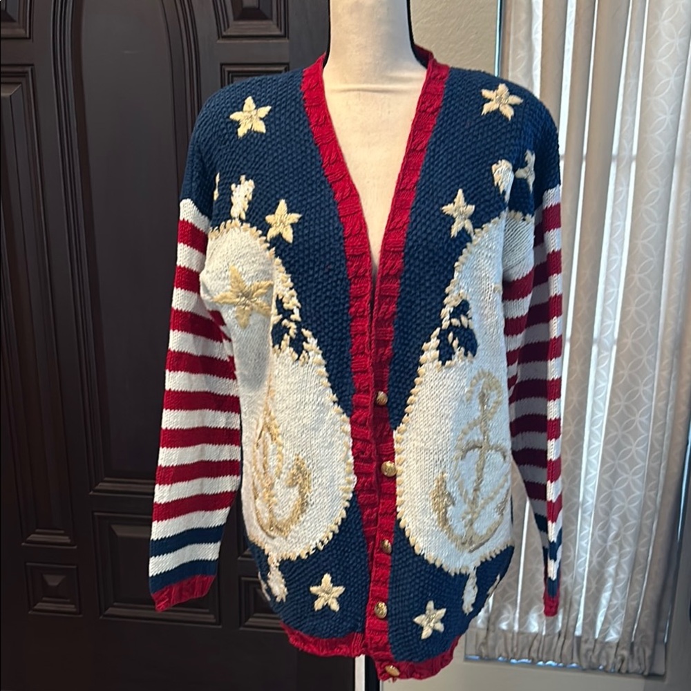 Vintage Casual Corner Limited Addition Hand Knitted American Nautical Cardigan